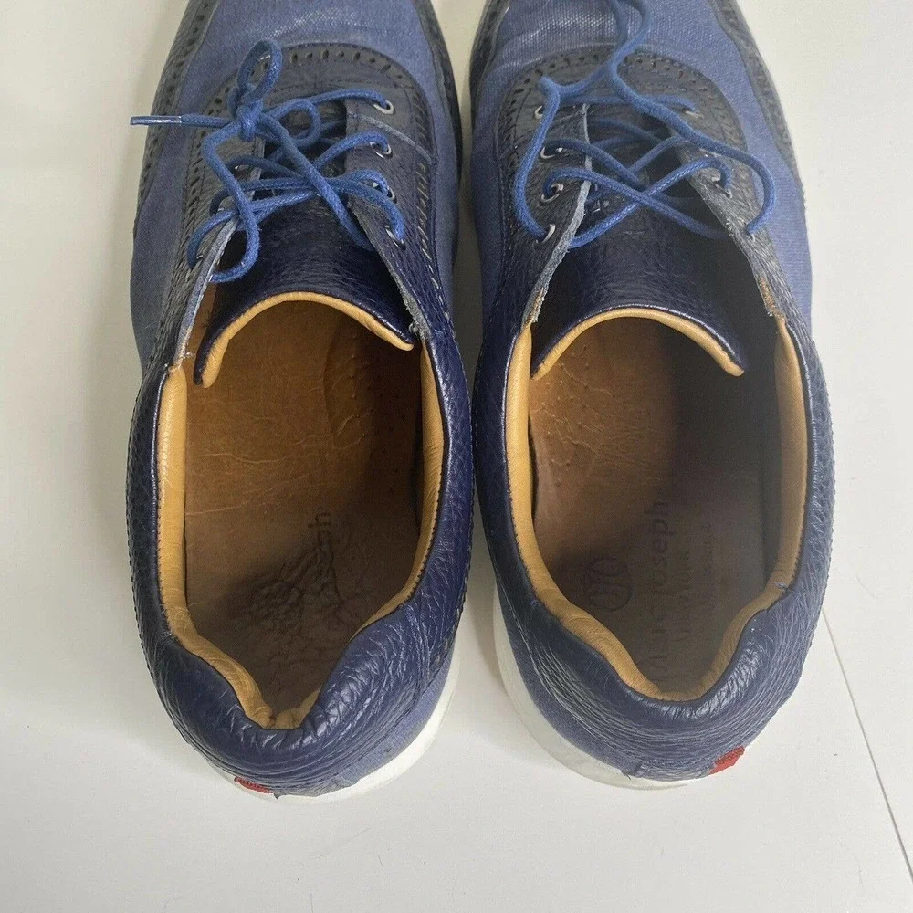 Marc Joseph New York SZ 11 Mens Leather Extra Light Woven Wingtip Lace up Blue
